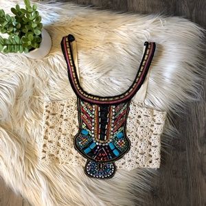 Crochet Beaded Crop Top sz S